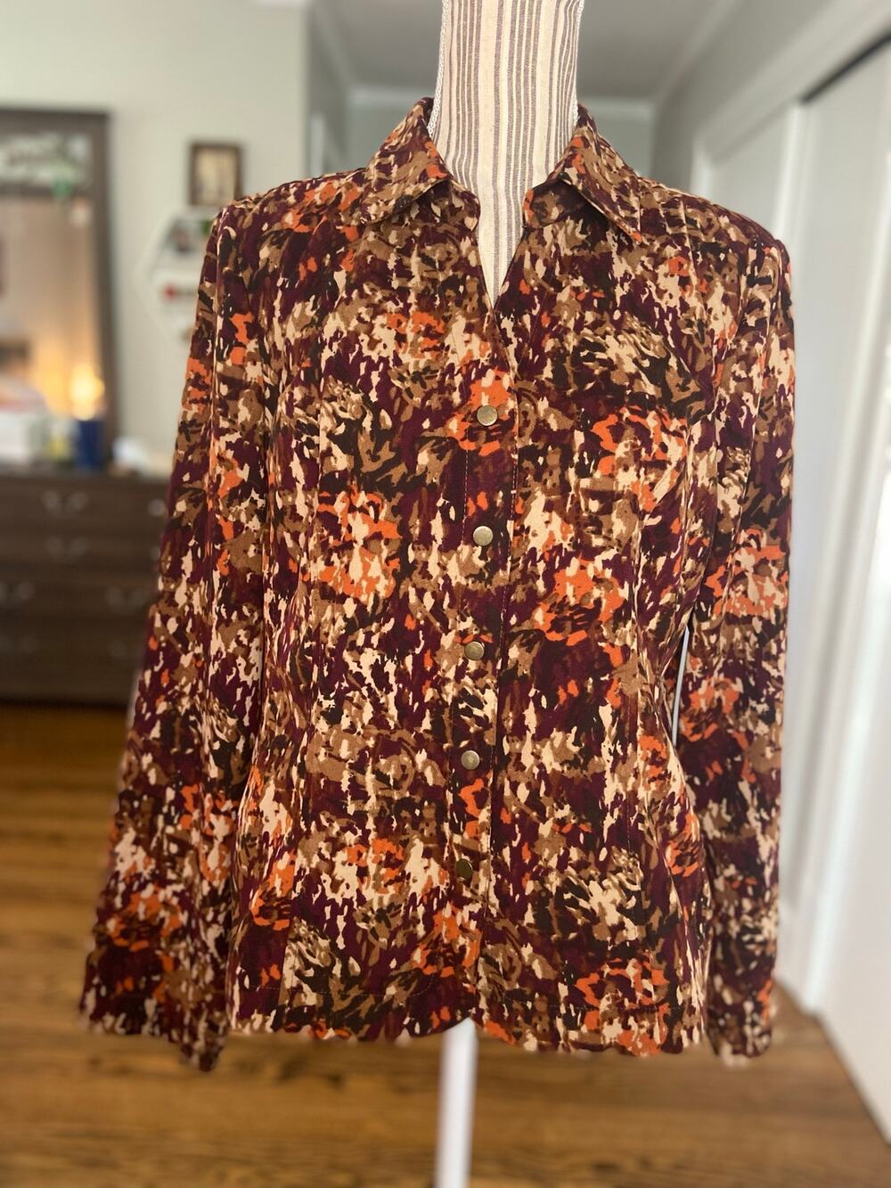Christopher & Banks brushed polyester shades of autumn snap front jacket